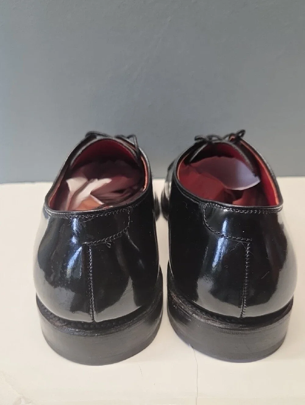 Allen Edmonds Formal Black Patent Leather Tuxedo Oxfords with Red Lining Size 8